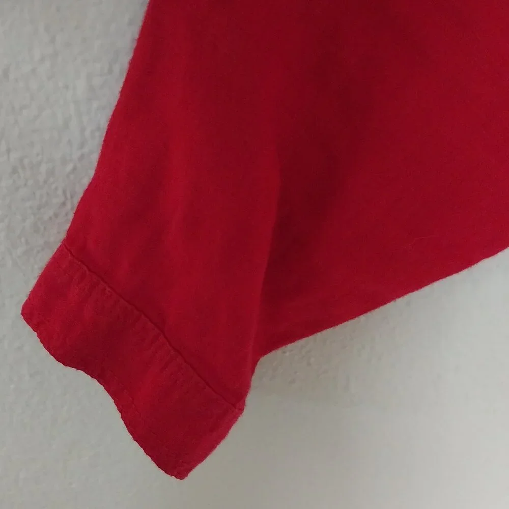 Chico's Red 100% Linen Long Sleeve Button Down Shacket NWOT.